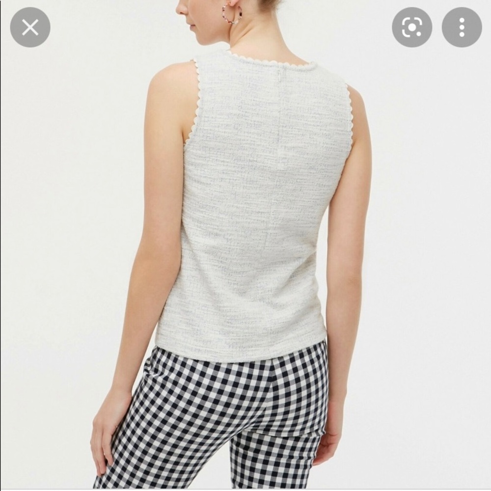 J. Crew Textured Blue & White Scalloped Tank-XL - Picture 2 of 12
